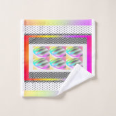 ABSTRAKTE FEDERN+CHEVRON-Design Badhandtuch Set (Waschlappen)