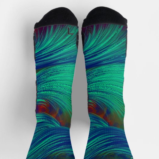 Abstrakte Federn der grünen Marine Socken (Oben)