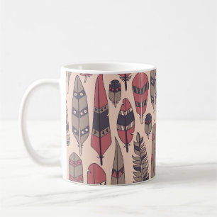 Abstrakte Federn: farbenfroher Vintager Hintergrun Kaffeetasse