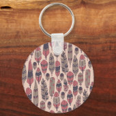 Abstrakte Federn: farbenfroher Vintager Hintergrun Schlüsselanhänger (Rückseite)