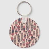 Abstrakte Federn: farbenfroher Vintager Hintergrun Schlüsselanhänger (Rückseite)