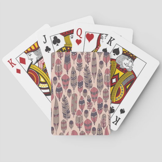Abstrakte Federn: farbenfroher Vintager Hintergrun Spielkarten (Rückseite)