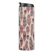 Abstrakte Federn: farbenfroher Vintager Hintergrun Thermosbecher (Nach rechts gedreht)