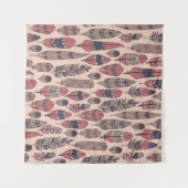 Abstrakte Federn: farbenfroher Vintager Hintergrun Wandteppich (Vorderseite (Horizontal))