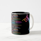 Abstrakte Federn Höhle Kokopelli Zweifarbige Tasse (VorderseiteRechts)