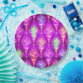 Abstrakte Federn in Lila rosa Pappteller (Party)