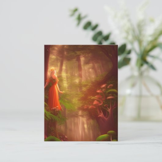 Abstrakte Fee in einem zauberhaften Wald Postkarte (Stehend Vorderseite)