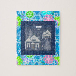 Abstrakte Feiertage Frohe Weihnachten Frohes Neues Puzzle