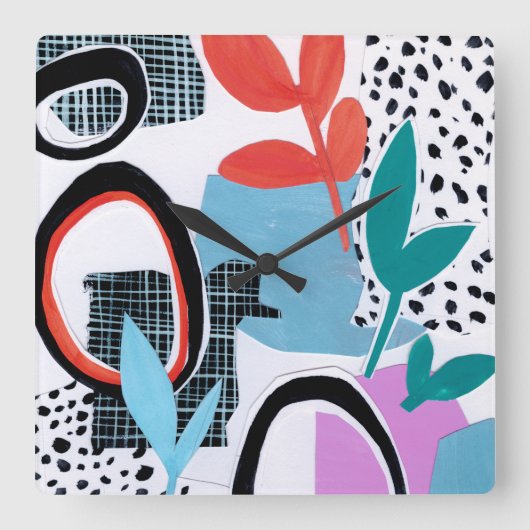 Abstrakte Feldfahrt Quadratische Wanduhr (Vorderseite)