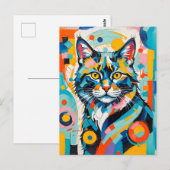 Abstrakte Feline Geometric Art Postkarte (Vorne/Hinten)