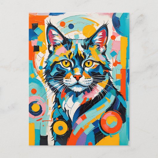 Abstrakte Feline Geometric Art Postkarte (Vorderseite)