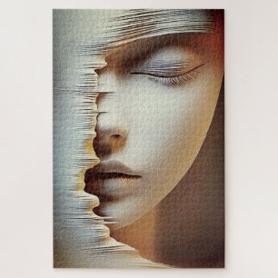 Abstrakte feminine Gesichtswandkunst – Moderne Tex Puzzle