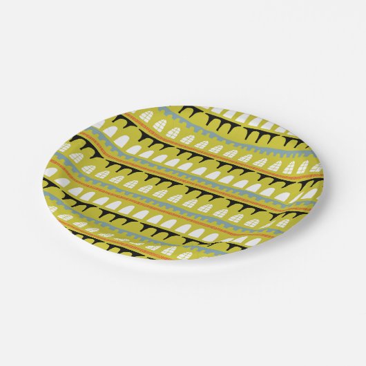 Abstrakte Fenster und Zierleisten machen Spaß Pappteller (Schrägansicht)