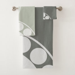 Abstrakte Fern - neutrale Färbung - Handtuchhalter Badhandtuch Set