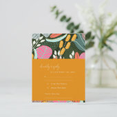 Abstrakte fette tropische Blütenhochzeit RSVP Karte (Stehend Vorderseite)