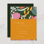 Abstrakte fette tropische Blütenhochzeit RSVP Karte (Vorne/Hinten)
