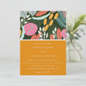 Abstrakte fette tropische botanische Hochzeit Einladung (Stehend Vorderseite)