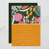 Abstrakte fette tropische botanische Hochzeit Einladung (Vorne/Hinten)