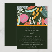 Abstrakte fette tropische botanische Hochzeit Einladung (Vorne/Hinten)