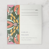 Abstrakte fette tropische botanische Hochzeit Platzkarte (Außenseite Aufgefaltet)