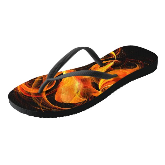 Abstrakte Feuerball-Kunst Badesandalen (Schrägansicht)