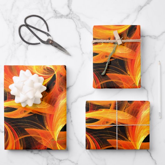 Abstrakte Feuerball-Kunst Geschenkpapier Set (Vorderseite)