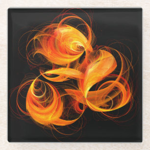 Abstrakte Feuerball-Kunst Glasuntersetzer