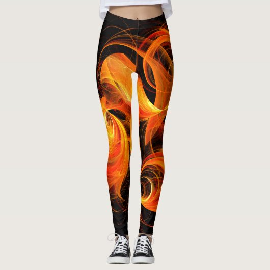Abstrakte Feuerball-Kunst Leggings (Vorderseite)