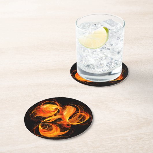 Abstrakte Feuerball-Kunst Runder Pappuntersetzer (Vor Ort)