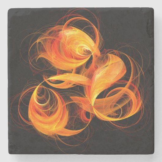 Abstrakte Feuerball-Kunst Steinuntersetzer (Vorderseite)