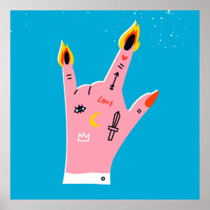 Abstrakte Feuerfinger Poster