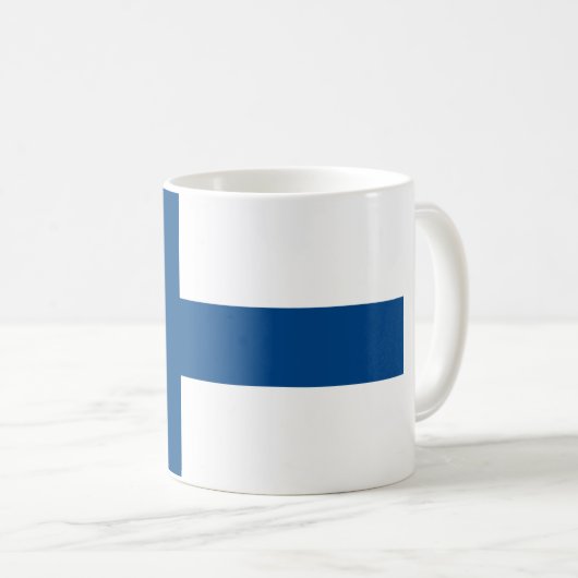 Abstrakte finnische Flaggen-Tasse Kaffeetasse (VorderseiteRechts)