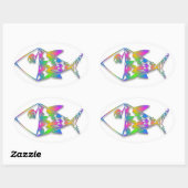 Abstrakte Fische Ovaler Aufkleber (Blatt)