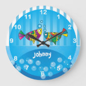 Abstrakte Fischgestaltung Große Wanduhr (Vorderseite)