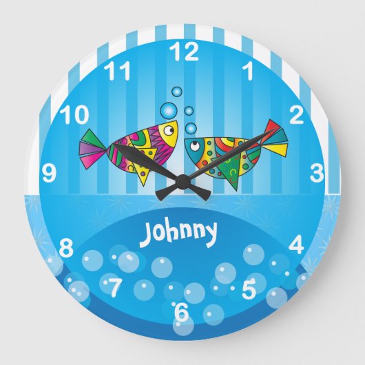 Abstrakte Fischgestaltung Große Wanduhr (Vorderseite)