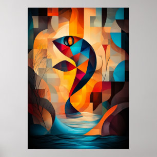 Abstrakte Fischkunst - Geometrisches Naturdesign i Poster