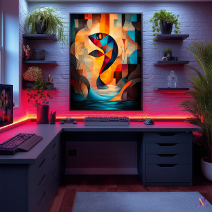 Abstrakte Fischkunst - Geometrisches Naturdesign i Poster