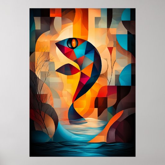 Abstrakte Fischkunst - Geometrisches Natureledesig Poster (Vorne)