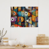 Abstrakte Fischkunst Poster (Küche)