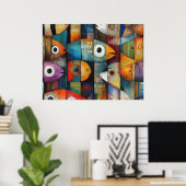 Abstrakte Fischkunst Poster (Heimbüro)