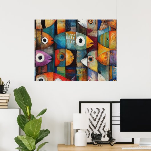 Abstrakte Fischkunst Poster (Heimbüro)