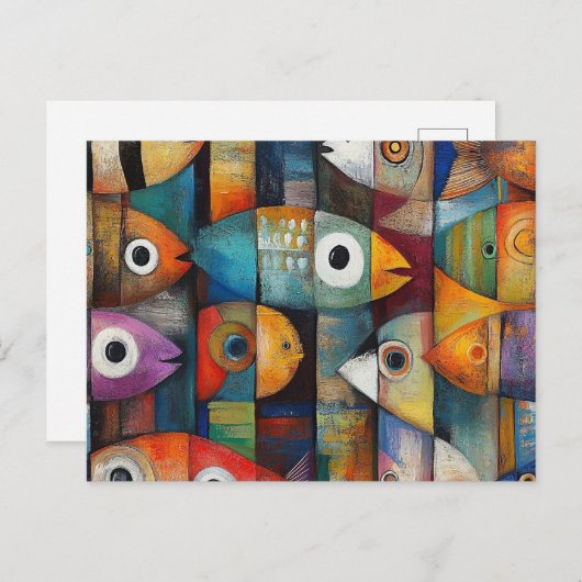 Abstrakte Fischkunst Postkarte (Vorne/Hinten)