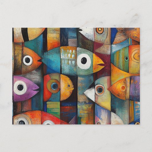 Abstrakte Fischkunst Postkarte (Vorderseite)