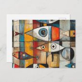 Abstrakte Fischkunst Postkarte (Vorne/Hinten)