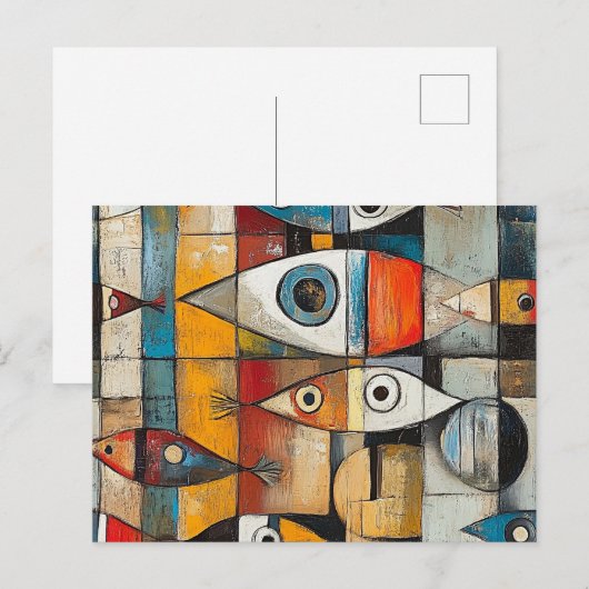Abstrakte Fischkunst Postkarte (Vorne/Hinten)