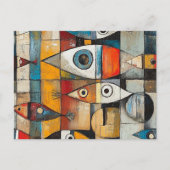 Abstrakte Fischkunst Postkarte (Vorderseite)