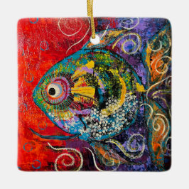 Abstrakte Fischverzierung Keramikornament