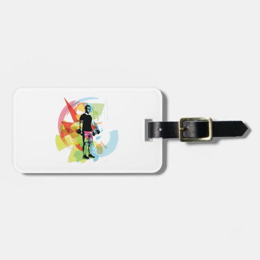 Abstrakte Fitness Kunst der Menschheit Gepäckanhänger (Vorderseite horizontal)