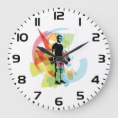 Abstrakte Fitness Kunst der Menschheit Große Wanduhr (Vorderseite)