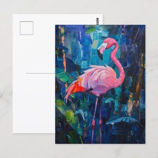 Abstrakte Flamingo-Malerei Postkarte